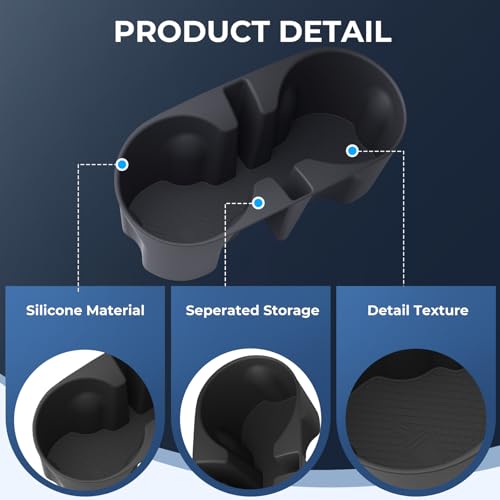 Image of Center Console Cup Holder Inserts for Chevrolet Colorado & GMC Canyon 2026 2025 2024 2023, Interior Accessories Car Cup Holder for Chevy Colorado & GMC Canyon 2023-2026, Black
