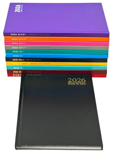 Orbitron 2026 A4 Week To View Diary Hardback Personal Organiser Casebound Planner Journal (Black)