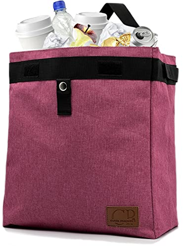 Image of Car Trash Can Hanging for Headrest, Extra Large Waterproof Auto Garbage Bag Organizer, Collapsible Vehicle Waste Bin, Backseat and Side Door (Pink)