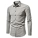 Décontractées Chemises Homme Moderne Urbain Coupe Slim Revers Patte Boutonnage Homme Manche Longue Shirt Printemps Automne Simplicité Couleur Unie Section Mince Affaires Fond Shirt D-Light Grey M