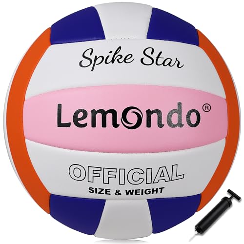 Lemondo Volleyball PU Weich Beachvolleyball Soft Wasserfest mit Pumpe Indoor Outdoor Wasserball Ball für Spiel Training Strand Bälle Bunt(mit Pumpe)