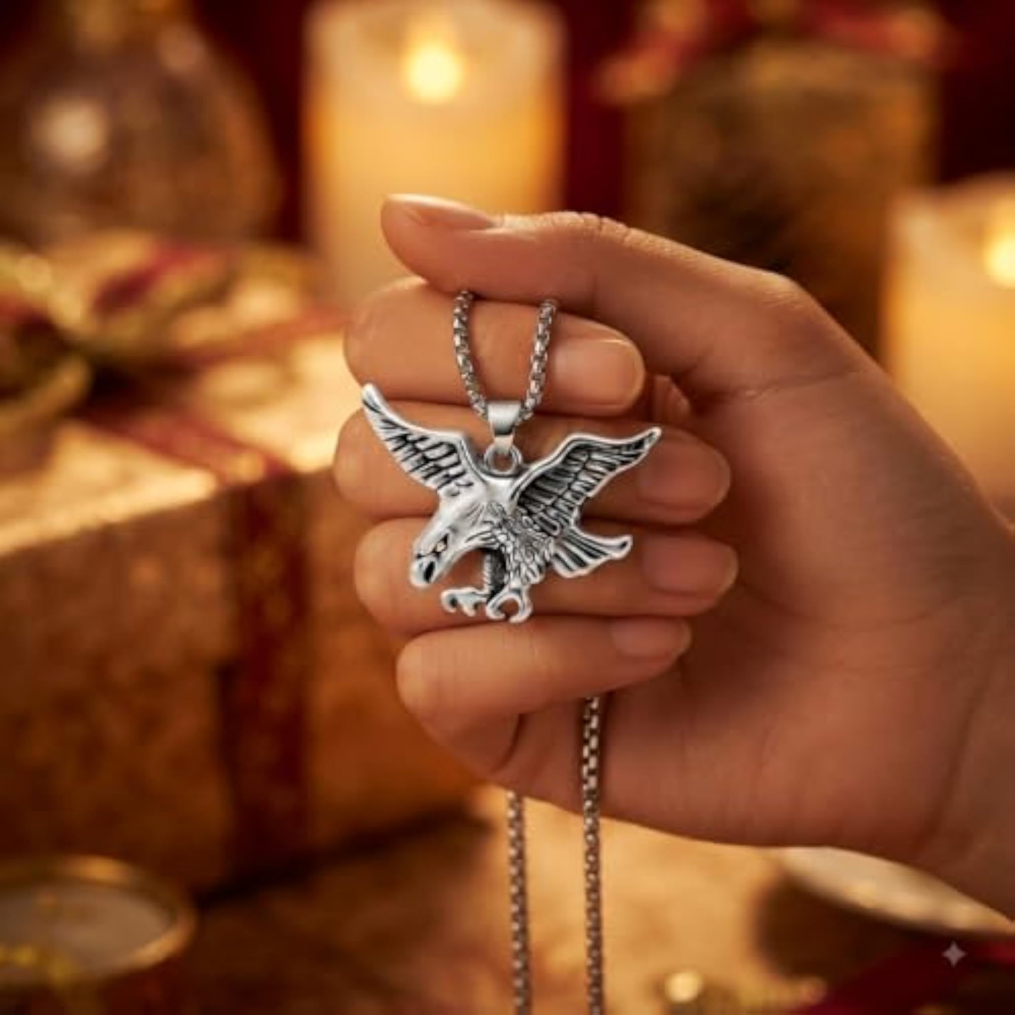King of Sky Eagle Metal Pendant with Box Chain