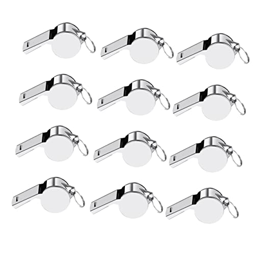 12 silbatos de árbitro de acero inoxidable con cordón miniatura 1