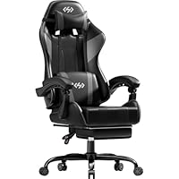 Sedia Gaming Ergonomica HLFURNIEU Con Poggiapiedi - Regolabile In Altezza, Schienale Inclinabile E Supporto Lombare - Nero/Rosso - Foto 2