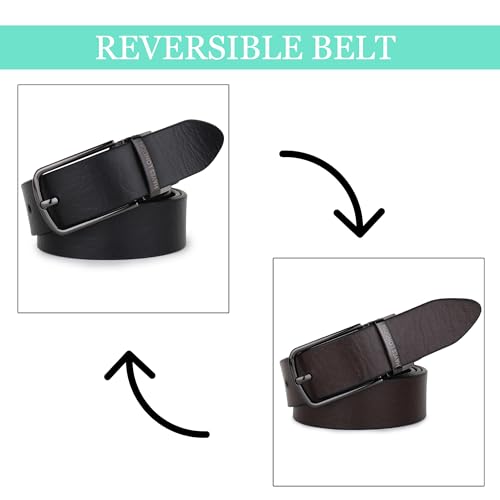 Image of HAYES LONDON Belts for Men Leather Original - Belt for Men Formal with Classic Design, Durable and Italian Reversible Men Belts for All Occasions
