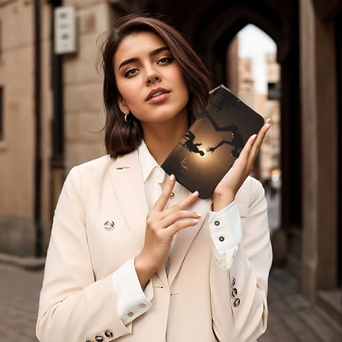 Minimalist Black Robot Print Wallet Women, Leather Bifold Multi Card Wallet, Long Purse Women's Wallets 6