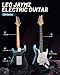 Leo Jaymz Beginner Electric Guitar Complete Kit with Portable Amp, Padded Gig Bag & Full Accessories, Maple Neck SSS Pickups (Blue-Black Fade)