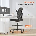 Ergonomic Tall Drafting Chair-Mesh Desk Chair with Flip-Up Arms - Image 6