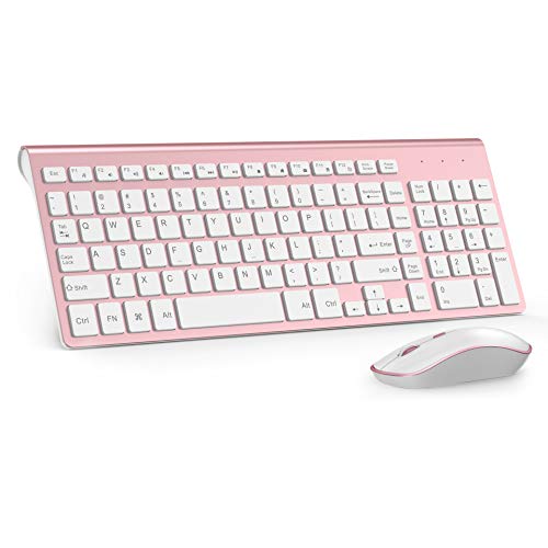 Wireless Keyboard Mouse, J Joyacces2.4G Compact And Ultra Slim Wireless Keyboard And Mouse For Windows, Computer, Desktop, Pc, Laptop (Pink) #TOP1