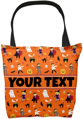 Personalized Halloween Tote Bag - 16”x16” Trick-or-Treat Reusable Bag with Custom Name/Monogram/Text - Durable Cloth Canvas, Perfect Customized Gift
