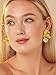 Bold Floral Statement Stud Earrings for Women – Large Gold Plated Leaf Design Earrings Chunky Stud Earrings Hypoallergenic Lightweight Fashion Jewelry Elegant Gift for Her
