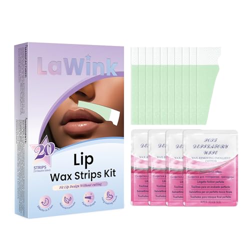 LaWink Lip upper Wax Strips Facial Wax Strips Mouth hair removal 20pcs 4 Calming Oil Wipes eyebrow waxing wax Depilatory tape for eyebrows Facial (Lip)