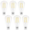 GvvooHome Edison Bulbs, E26 LED Bulb 60 watt Equivalent, Non-Dimmable, 4000K Daylight White, ST58 Vintage Light Bulbs, 90+ CRI, 6W 600LM, E26 Medium Base, Clear Glass, 6 Pack
