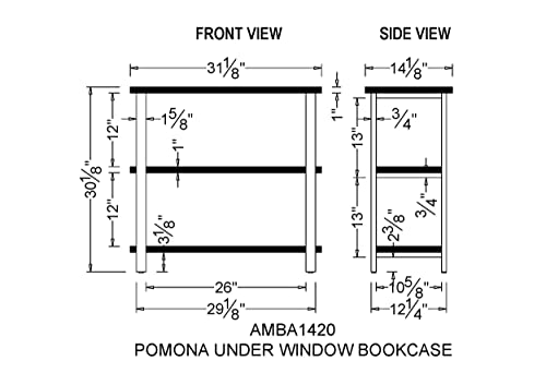 Alaterre Furniture Pomona 31" Tall 2-Tier Solid Wood And Metal Under-Window Bookcase, Rustic Reclaimed Wood Design, Industrial, Stylish, Durable Lacquer Finish, Living Room, Home Office, Bedroom #TOP6