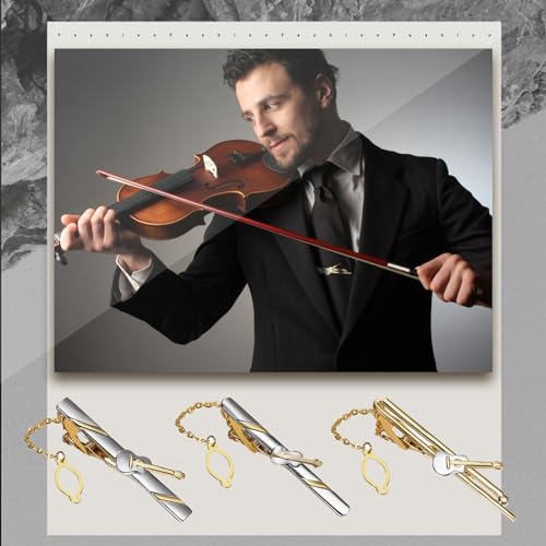 Pin de corbata de acero inoxidable dorado y plateado JewelryWe de 2.4 cm 3