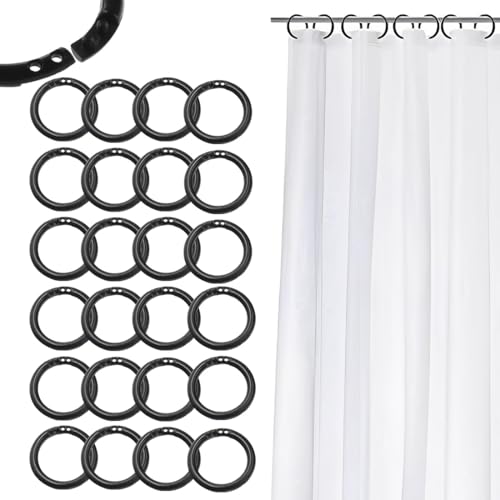 SULIUDAJI 24 Anelli Per Tenda Da Doccia, Ganci In Plastica, Anelli Per Tenda Da Doccia A Forma Di C, Adatti Per La Maggior Parte Delle Tende Da Doccia (Nero)