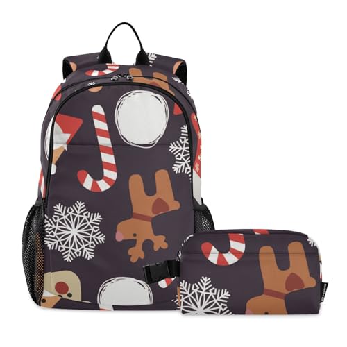 Ensemble sac à dos motif flocon de neige et lunch box fille pour l'école et pique-nique