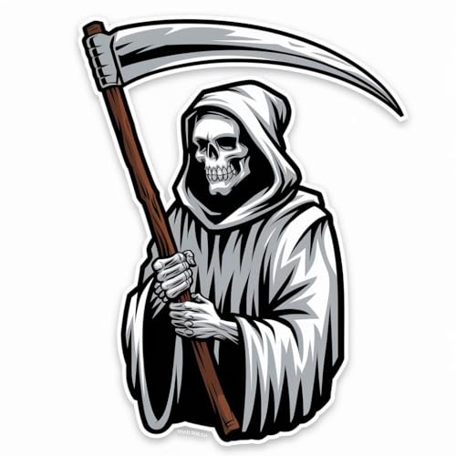 Image of Grim Reaper Holding a Large Scythe Vinyl Bumper Decal Sticker for Windows, Cars, SUVs, Bikes, Laptops, Notebooks etc Waterproof (10 inch Inches)