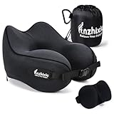 anzhixiu Travel Pillow- Neck Pillow Airplane, Size L for People Over 190, Unique Neck and Head Back Support Travel Pillow for Traveling Sleeping Airplanes,Memory Foam Filling, Black
