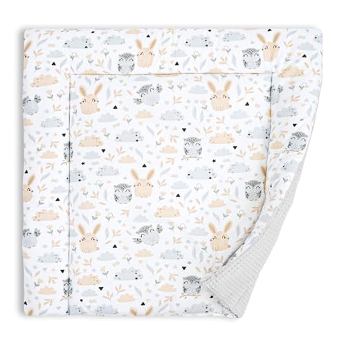 Colchon cambiador bebe comoda 75x72 cm   colchón de algodón impermeable y plegable portátil para cómoda fácil de limpiar cojin muda trocador fraldas colchoneta 75 x 72 Oeko Tex Búhos B