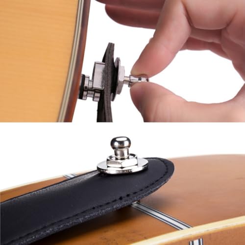 Acrylic 2 Stück Gitarrengurt Lock Gitarrengurt aus Metall, leicht zu entfernen, für Gitarre, Sicherheitsbefestigungen für Gitarrengurt und Bass, silber, 32mm