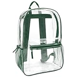 Clear Backpack With Reinforced Straps For Security, Sporting Events (Green)