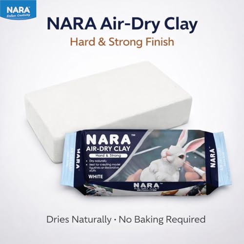 Image of NARA Hard & Strong Air Dry Clay 500g, White, Quality Materials, Fast Drying Clay for Modelling, Coating, Sculpting & Craft Projects, No Oven or Kiln Needed