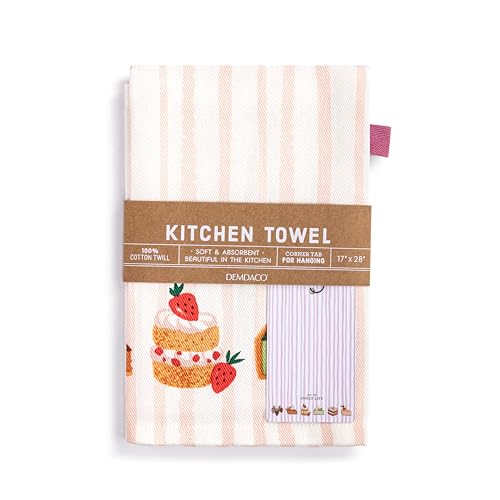 DEMDACO byDesign Serving Collection Live The Sweet Life Pachi Pink Stripe 17 x 28 Cotton Twill Absorbent Kitchen Dish Hand Towel - Thumbnail 4