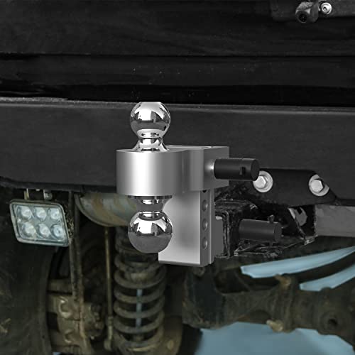 Ifoka Adjustable Trailer Hitch, Fit 2-Inch Receiver, 4-Inch Drop Hitch, Forged Aluminum Shank Tow Hitch, Ball Mount Hitch - 12,500 Lbs Gtw, 2 And 2-5/16 Inch Stainless Steel Balls With Double Locks #TOP7