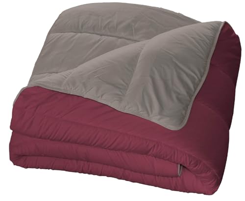 Bleu Calin Couette Chaude Bicolore Réversible 1 personne, Microfibre, Bourgogne/Poivre, 140x200 cm