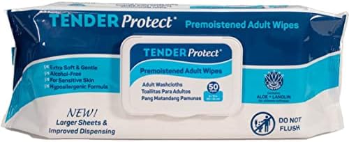 TENDERProtect® Adult Wipes with Aloe, Extra-Large Washcloth (9x12) for Incontinence and Personal Cleansing (50/Pk)