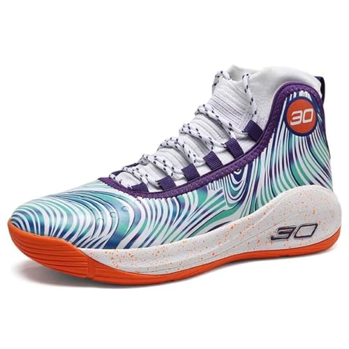 �����Y �n�C�g�b�v �o�X�P�b�g�{�[���V���[�Y ����~�� �ϖ��Ր� �ʋC�� ���� ���O �g�����f�B �X�|�[�c �g���[�j���O�u�[�c �E�H�[�L���O�V���[�Y(White orange,24 cm)