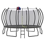 YUMPIE 8FT 10FT 12FT 14FT 15FT 16FT Outdoor Trampoline with Enclosure Net and Ladder, Recreational Trampolines for Kids and Adults, Quick Connect Frame, ASTM Approval