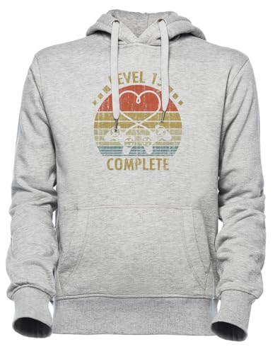 Sweat à capuche gris Luxogo Level 15 pour anniversaire de mariage