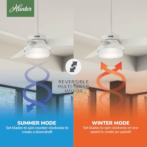 Image of Hunter Sentinel, Indoor, Ceiling Fan, Standard Mount, 52 inch, Fresh White