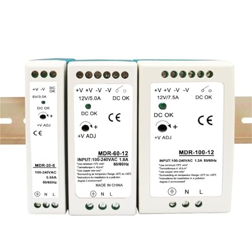 HBWL01 Power Supply 5V 12V 24V 48V Unit Fat Block DIN Rail/Laboratory/Adjustable Power Supply DC Automotive Source MDR 60W-100W(MDR-20-5)