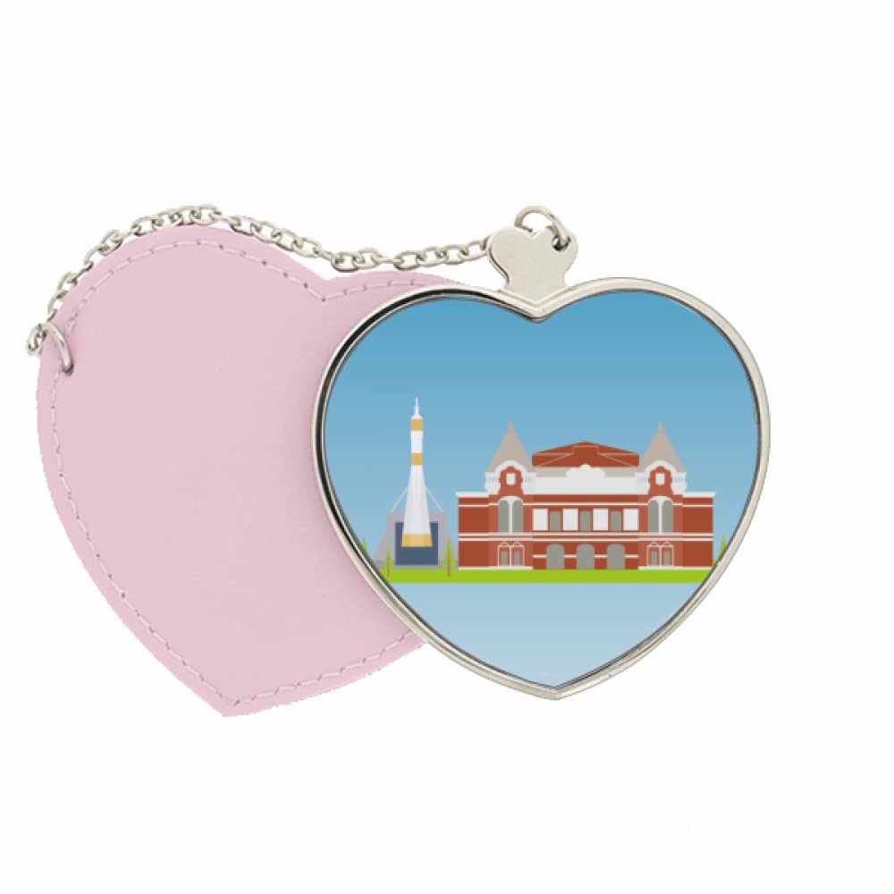 Samara Russia National Symbol Pattern Mirror Travel Purse Makeup Heart Pink