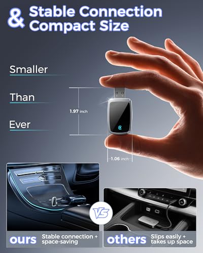 Wireless CarPlay Adapter for Apple iPhone, Converts Wired Connections to Wireless CarPlay, Zero delay, Plug-and-Play, Compatible with Apple iPhone iOS 10+ Systems and Various Vehicles(Silver)