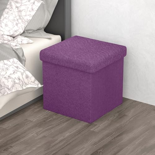 Pouf pliable rangement 30x30 violet Intirilife