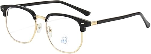 Vista 12 de Shiratori Nuevas gafas de lente transparente sin montura de medio marco de moda vintage Negro