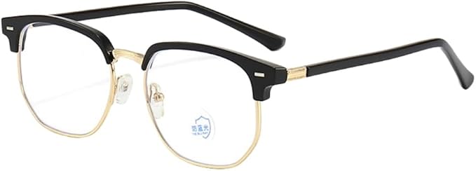 Shiratori Vintage Half Frame Semi-Rimless Clear Lens Glasses
