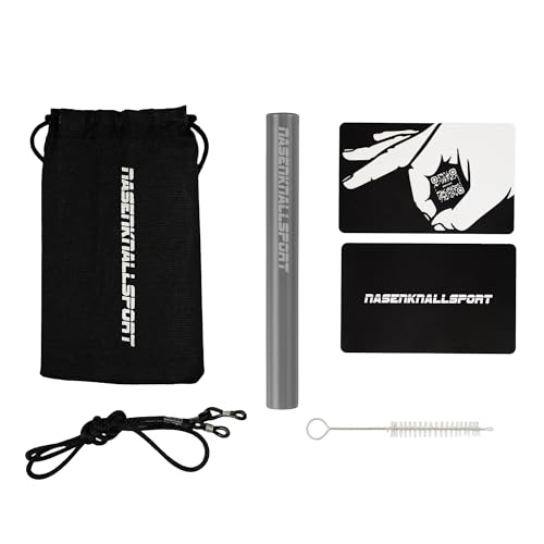 NKS Fat Sniffer - ZiehROHR aus Edelstahl + Leinen-Tasche + BallerKarten + Kette zum Umhängen (Grau)