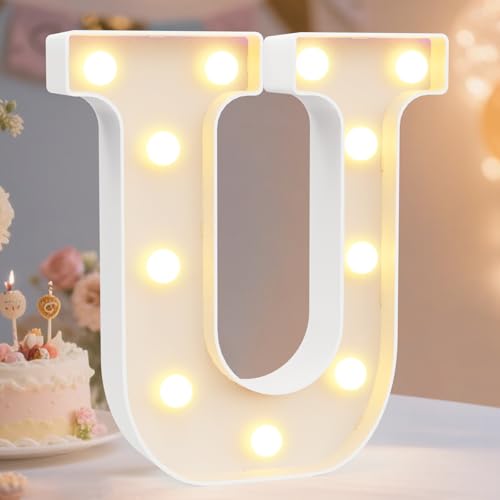 Image of Pooqla LED Marquee Letter Lights Sign, Light Up Alphabet Letter for Home Party Wedding Decoration U