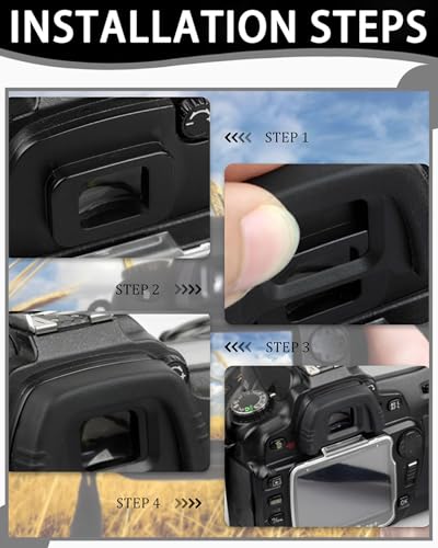KEMUZ 4er Set Augenmuschel für Nikon D7000 D750 D610 D600 D300 D200, Sony Alpha 6000, Ersatz für DK-21 Okular, Weicher Gummi mit Staubschutz