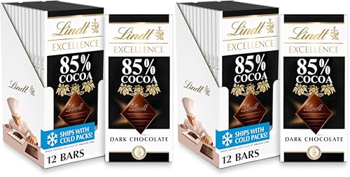 Image of Lindt EXCELLENCE 85% Cocoa Dark Chocolate Bar, Dark Chocolate Candy, 3.5 oz. (24 Pack)