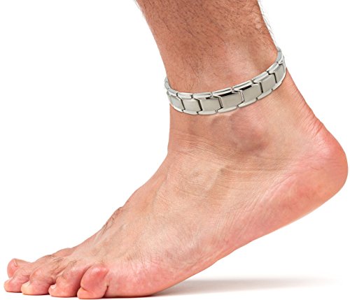Elegant Titanium Magnetic Therapy Anklet for Men and Women Arthritis Pain Relief & Inflammation Reduction for Feet and Ankles (Silver)