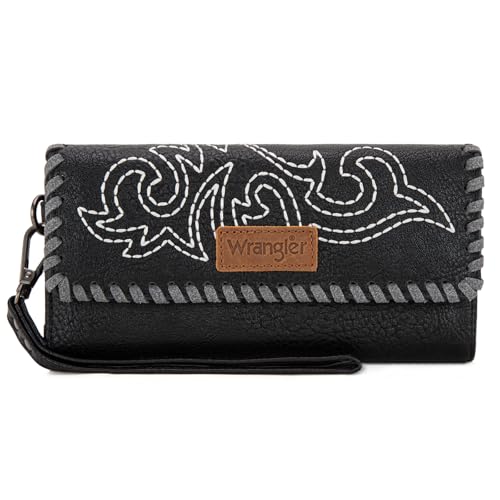 Image of Montana West X Wrangler Western Wallets for Women Trifold Wristlet Wallets Large Capacity Women Clutch Wallet with Coin Purse