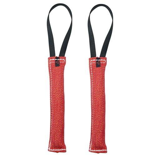 Redline K9 Dog Bite Tug Toy 1.5 inch X 10 inch 1 Handle French Linen Bundle of 2 - (Red) Dog Tug Toy -  REDLINE K-9