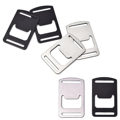 DraCra 6 Pack Keychain Bottle Opener Stainless Steel Flat Bottle Opener Small Beer Bottle Openers Webbing Strap Slider Tri-Glide Adjust Buckles for Hiking Backpack Military Tactical Bag Molle Key Ring