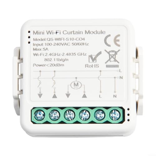 Dolvitrny Módulo de interruptor de cortina, compatible con WiFi Life de 2.4 GHz, control de voz con Alexa y Assistant, clasificación IP44 para persiana enrollable M (WiFi)